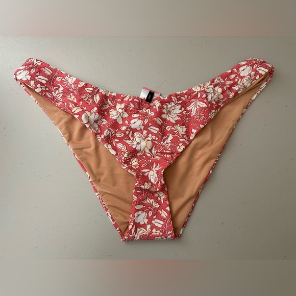 J.Crew Curved Waist Cheeky Bikini Bottom in Tossed Floral Size Large Pink - Picture 2 of 8